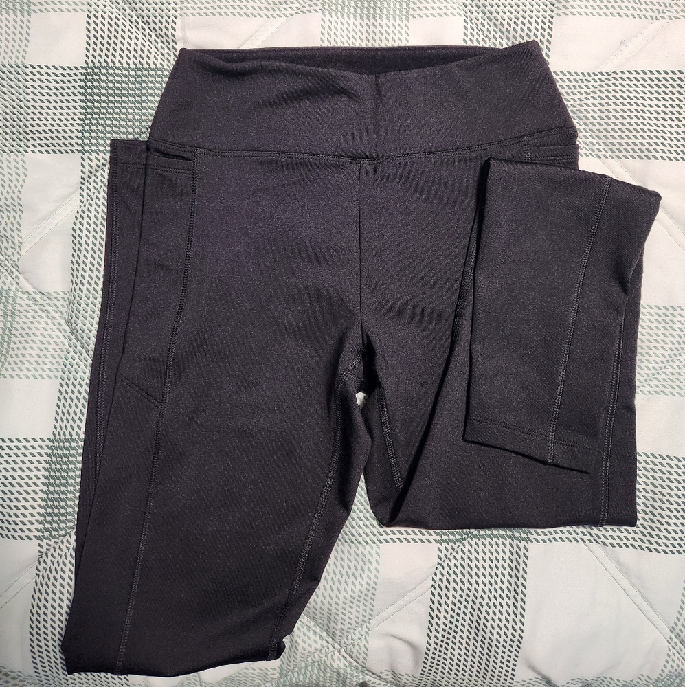PINK, black, fleece lined leggings.NEW Never Worn